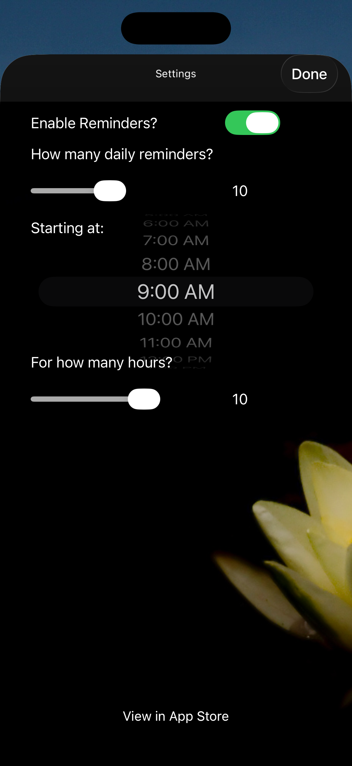 Present Moment reminder notification screen