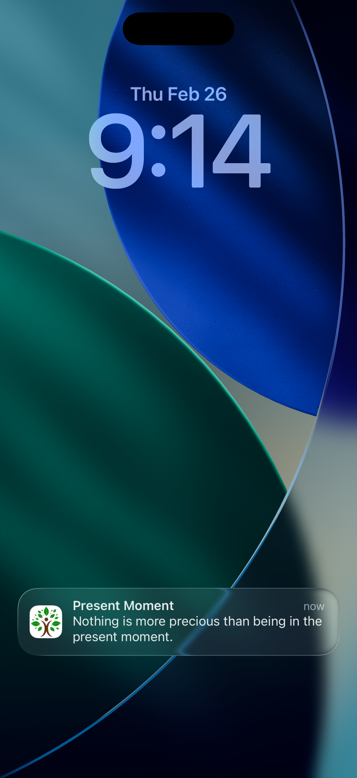 Present Moment settings screen